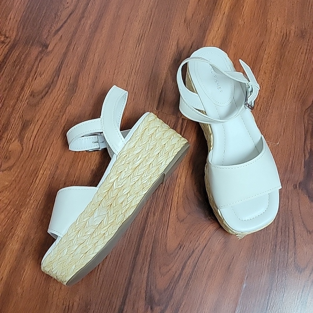 Marc Fisher Jellard Espadrille Platform Sandal White Jute Women's Size 9.0 M